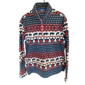 Chubbies 1/4 Zip Mens Large Bearly Wild Retro Print Fleece Sweater Pullover